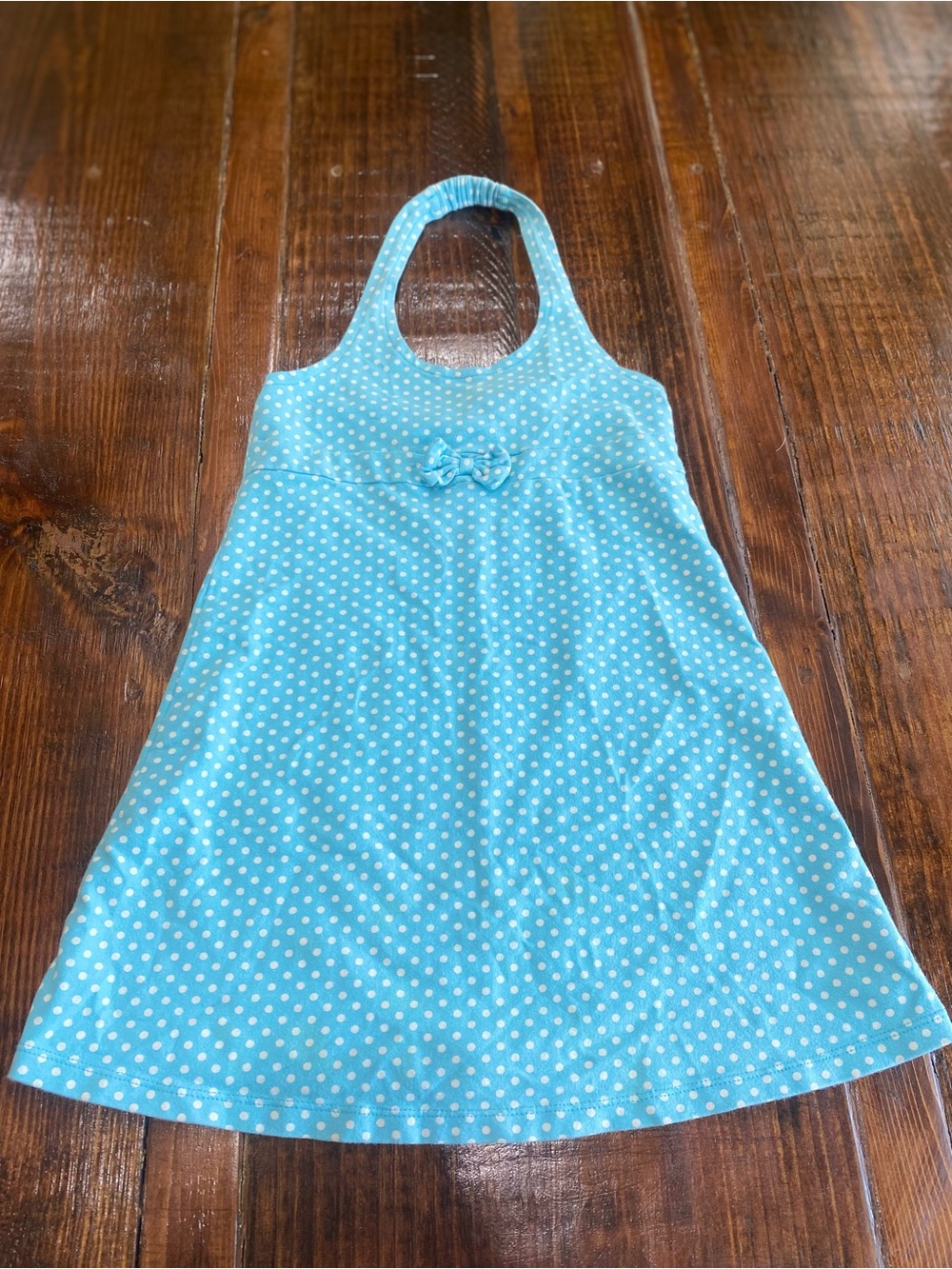 Faded Glory Toddler Girls Blue Polka Dot Halter Dress Size 5T